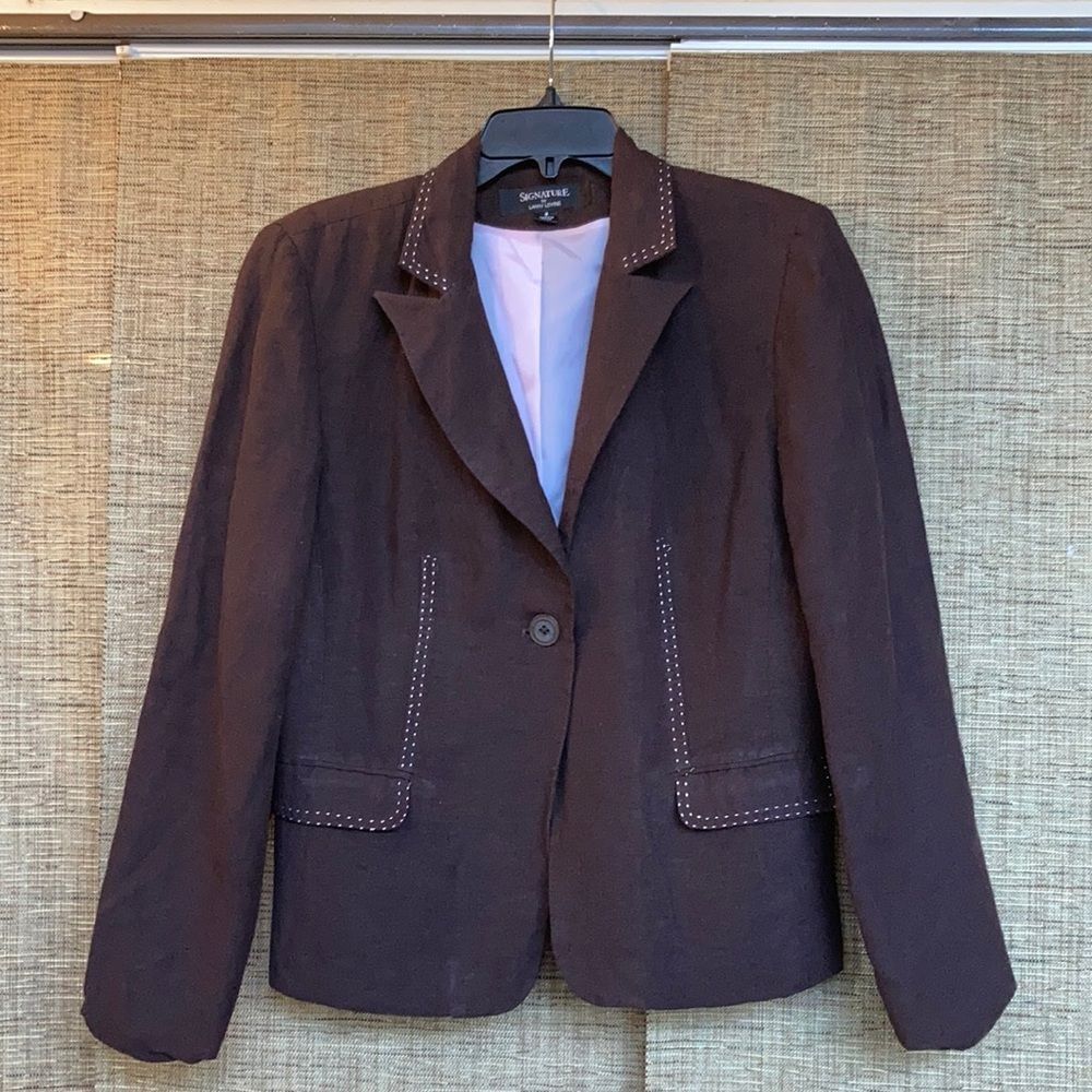 Signature by Larry Levine black linen blend jacket